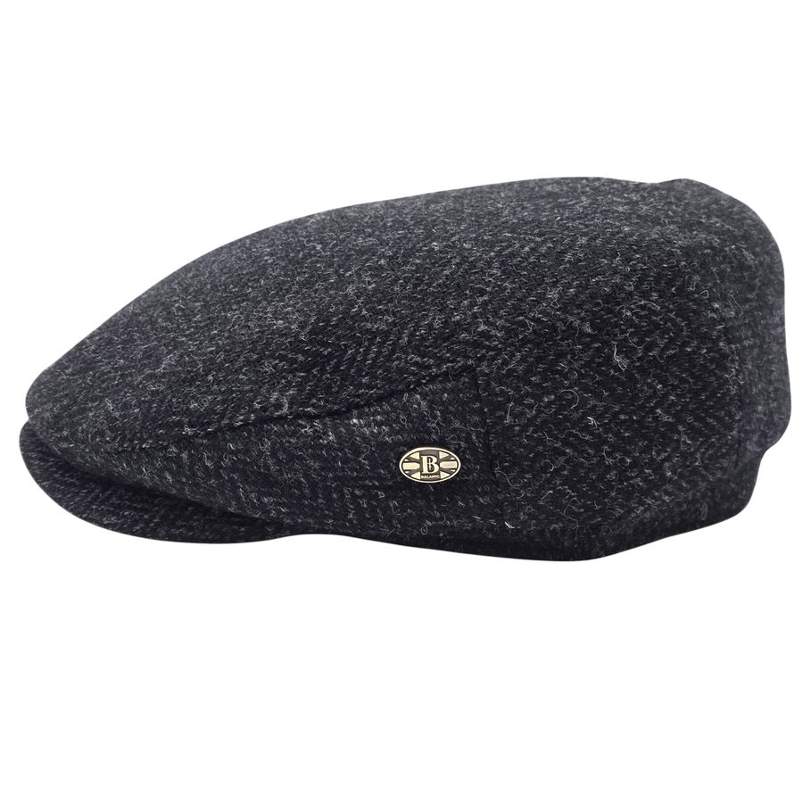 Harris Tweed Herringbone Flat Cap – Grey