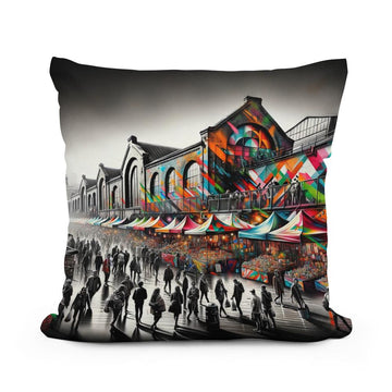 London Camden Market Modernist Fusion Cotton Cushion