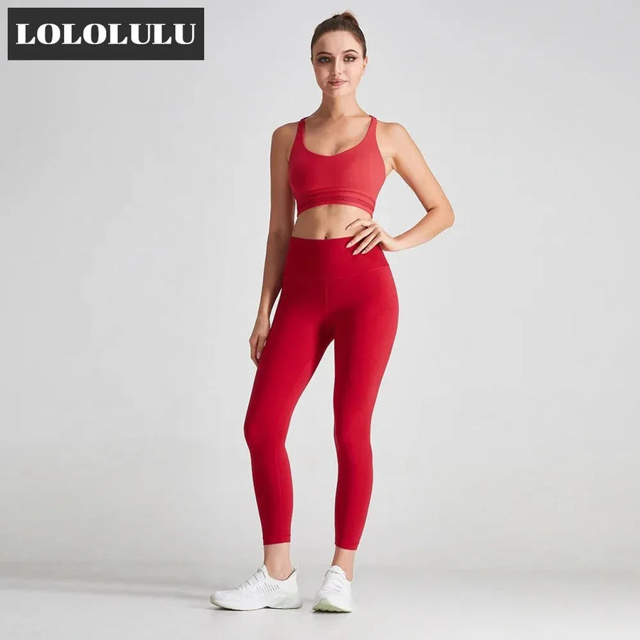 ODM Red Open Back Fitness Top Hook and Eye Closure Sports Women Yoga Bra