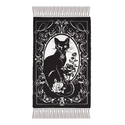 Black Cat Occult Rug Woven Cotton Gothic Home Décor - Alchemy Gothic Paracelsus