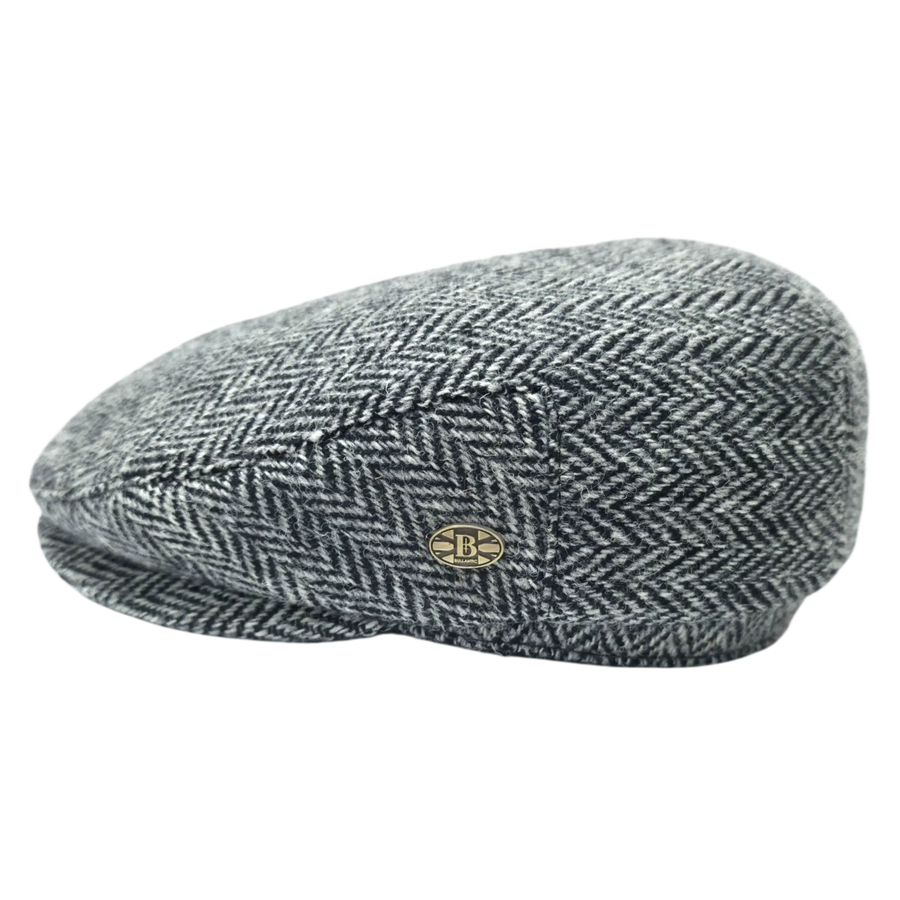 Harris Tweed Herringbone Flat Cap – Navy