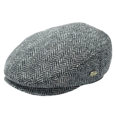 Harris Tweed Herringbone Flat Cap – Grey