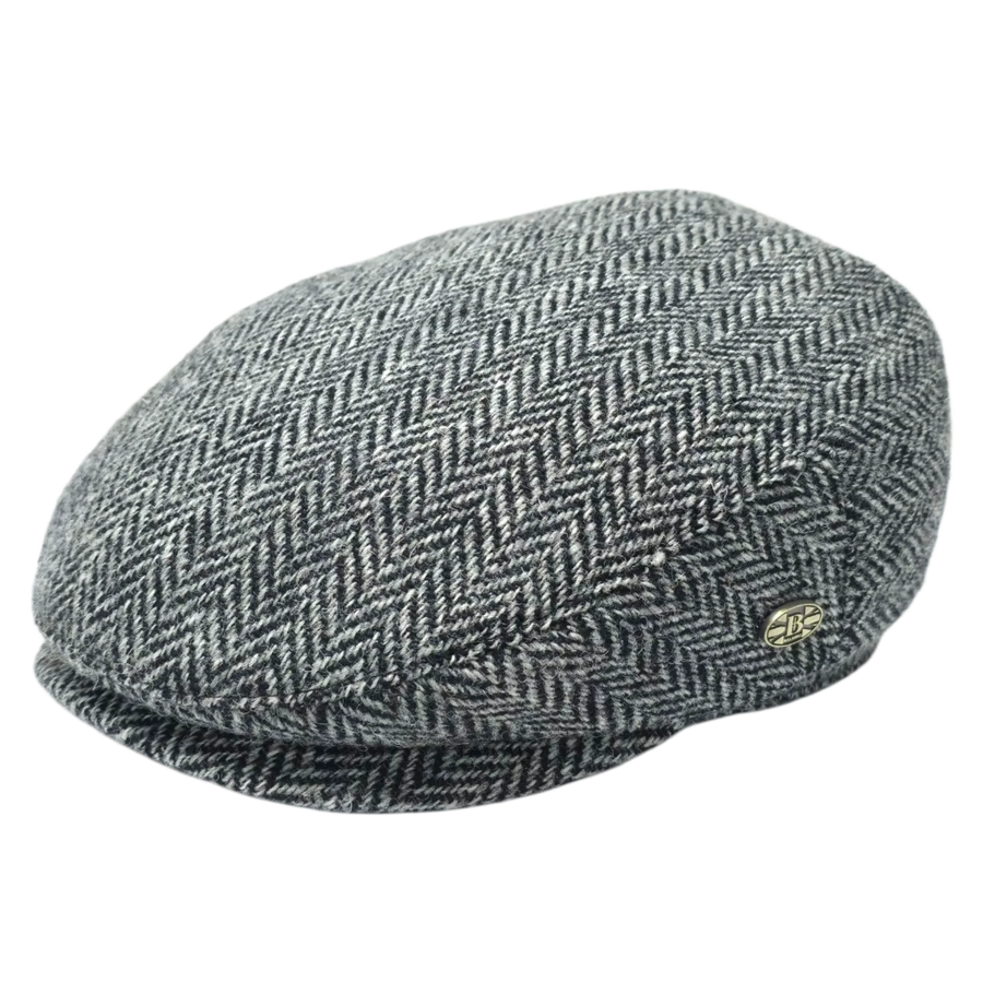 Harris Tweed Herringbone Flat Cap – Navy