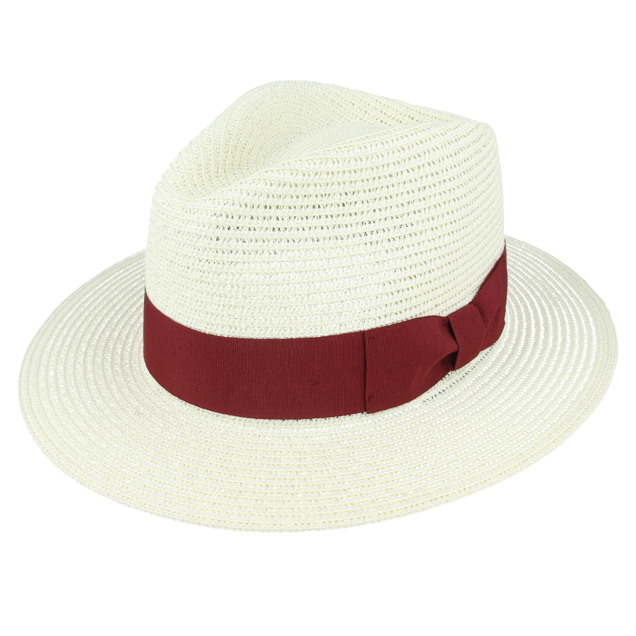 Straw Fedora Hat With Band