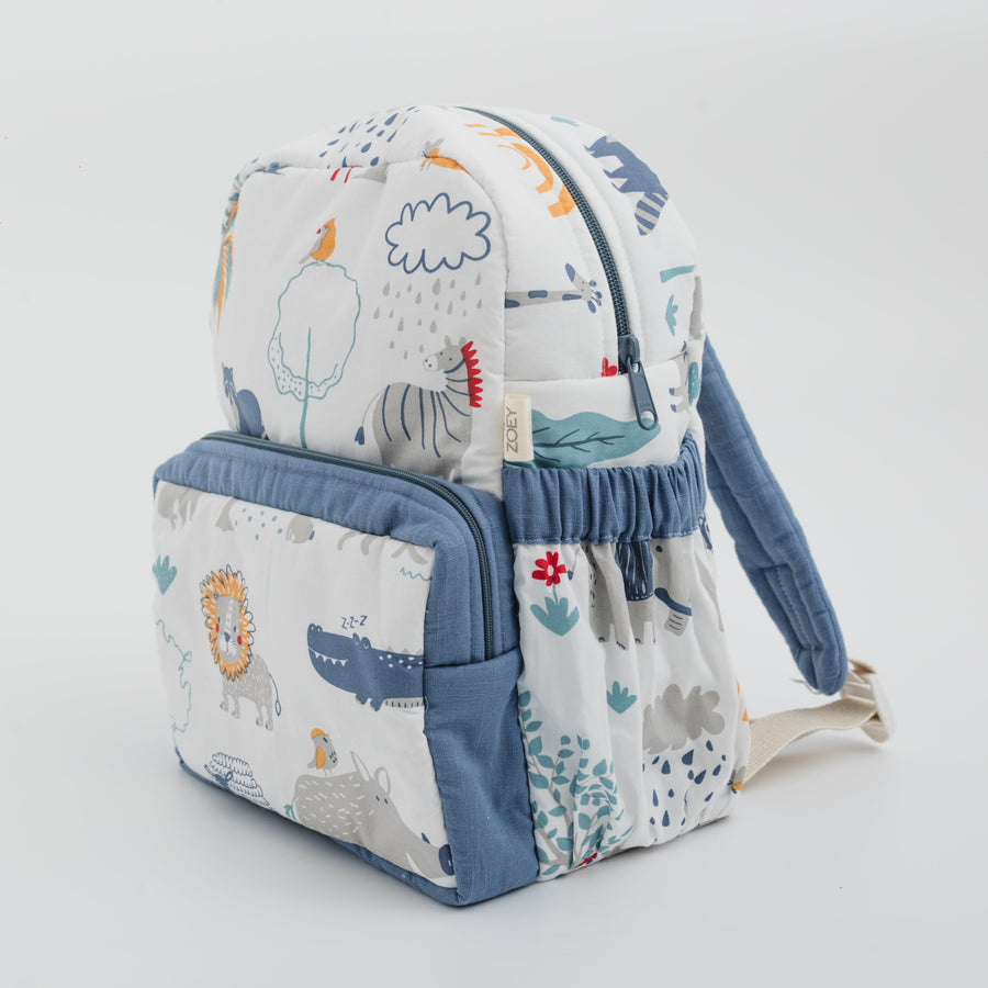 Happy Animal Tribe Personalised School Bag, Hand-Embroidered