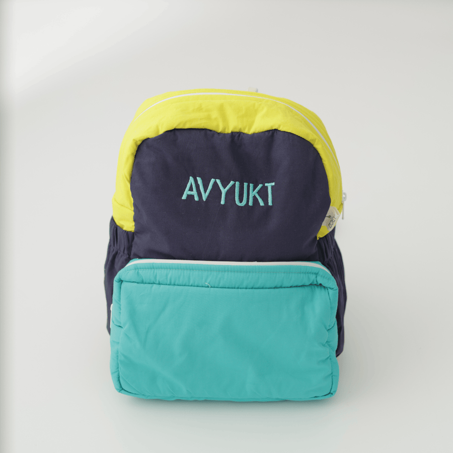 Colour Chaos Personalised School Bag, Hand-Embroidered